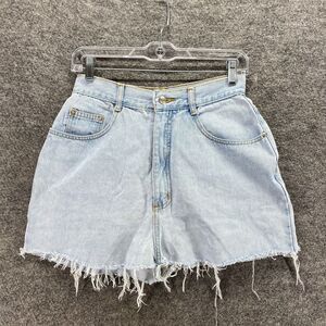 GET Shorts Women 11/12 Blue Denim Light Wash Hot Pants Cut Off High Rise Casual
